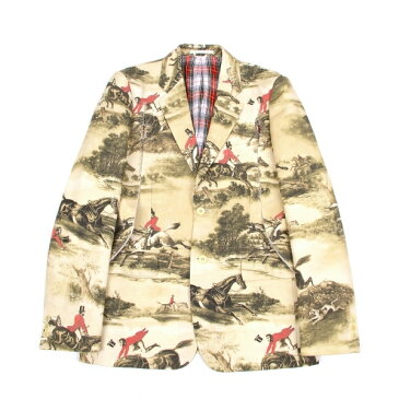 コムデギャルソン オムプリュスCOMME des GARCONS HOMME PLUS 絵画カットワークジャケット ベージュ赤白緑他M位【中古】