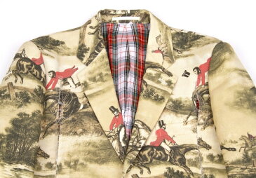 コムデギャルソン オムプリュスCOMME des GARCONS HOMME PLUS 絵画カットワークジャケット ベージュ赤白緑他M位【中古】