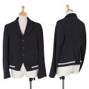 コムコム コムデギャルソンCOMME des GARCONS 裾ライン切替テーラードジャケット 紺グレーS【中古】