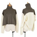 コムデギャルソンCOMME des GARCONS バイカラープリントハイネックニット モカグレーオフM位【中古】