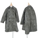 コムコム コムデギャルソンCOMME des GARCONS 裏キルティングレオパードプリントダブルコート 濃淡グレーS【中古】