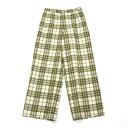トリココムデギャルソンtricot COMME des GARCONS ウールナイロンチェックパンツ モスグリーンベージュM【中古】