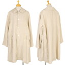 コムコム コムデギャルソンCOMME des GARCONS ラメ糸ストライプリネン丸襟コート ベージュS【中古】