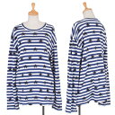コムデギャルソンCOMME des GARCONS コットンスター柄ボーダー長袖カットソー 青白黒L【中古】