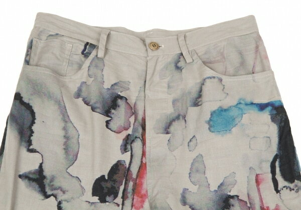ワイズY’s 滲みプリントリネンコットンサルエルパンツ グレー3【中古】 【レディース】