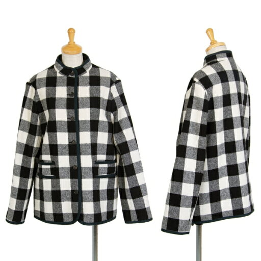 【中古】 マドモアゼルノンノンMademoiselle NON NON ブロックチェックパイピングウールジャケット 黒生成りM位【レディース】 【中古】 マドモアゼルノンノンMademoiselle NON NON ブロックチェックパイピングウールジャケット 黒生成りM位【レディース】