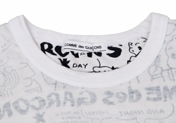 コムデギャルソンCOMME des GARCONS OSAMU GOODS 17'GW企画オサムグッズ プリントロングTシャツ 生成り黒XS【中古】 【レディース】