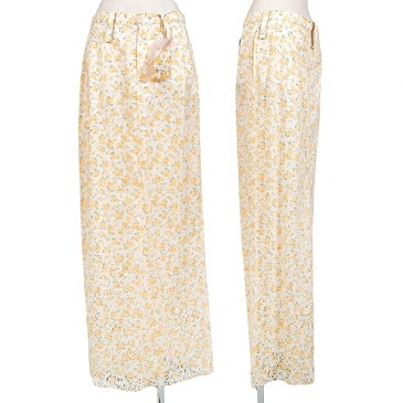 新品!ヨウジヤマモト ファムYohji Yamamoto FEMME 小花柄裏使いパンチングロングスカート 生成り黄3 【レディース】