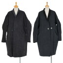 【中古】 イッセイミヤケISSEY MIYAKE 人工皮革スウェード調カーブ切替リバーシブルコート 黒2【レディース】