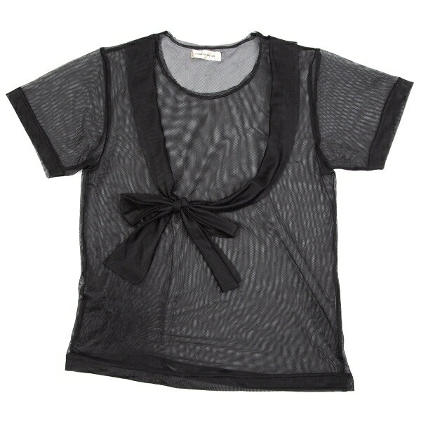 コムデギャルソンCOMME des GARCONS リボンデザインメッシュTシャツ 黒M位【中古】 【レディース】