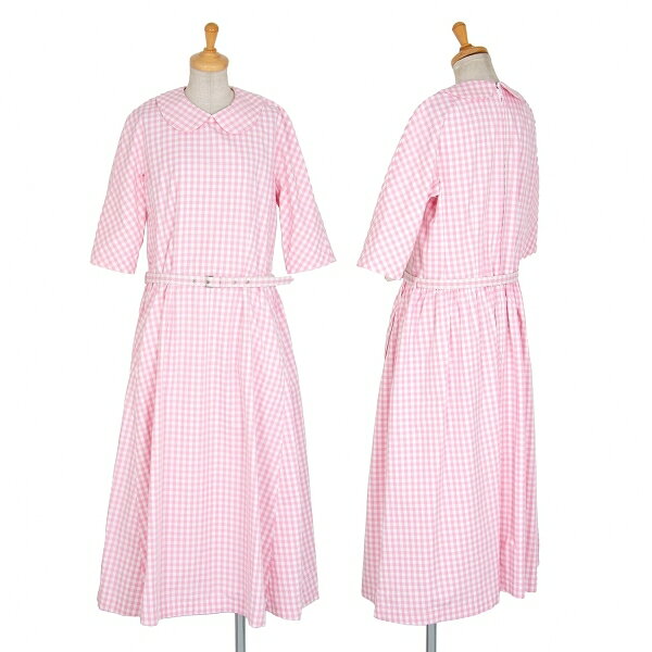 高質で安価 コムコム コムデギャルソンcomme Des Garcons ギンガムチェック丸襟ワンピース ピンク白s レディース 新発 Infosex Com Br