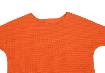 イッセイミヤケISSEY MIYAKE PLEATS(T.) 半袖カットソー オレンジM【中古】 【レディース】