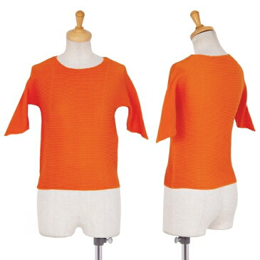 イッセイミヤケISSEY MIYAKE PLEATS(T.) 半袖カットソー オレンジM【中古】 【レディース】