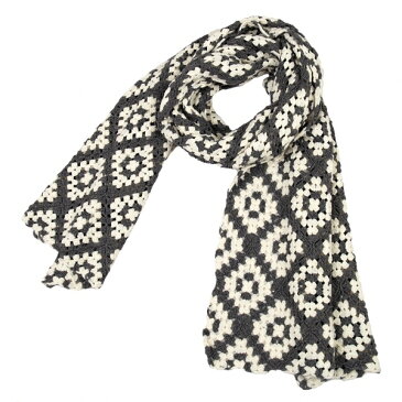 コムコム コムデギャルソンCOMME des GARCONS レースニットストール グレー白【中古】 【レディース】