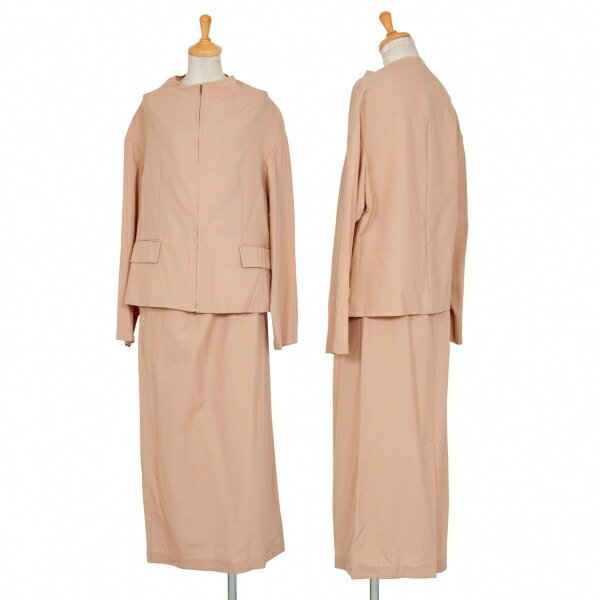 ローブドシャンブル コムデギャルソンrobe de chambre COMME des GARCONS ウールジップアップジャケットセットアップスーツ ピンクベー..