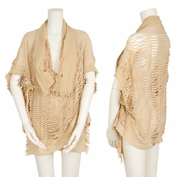 【中古】 イッセイミヤケISSEY MIYAKE A.POC INSIDE トグルボタンメッシュショールジャケット ベージュ2【レディース】
