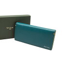 【中古】 ポールスミス Paul Smith ロゴレザー二つ折り長財布 ターコイズブルー【レディース】