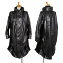 【中古】 イッセイミヤケISSEY MIYAKE フェイクレザーグリッターリブ切替ハイネックコート ガンメタ1【レディース】