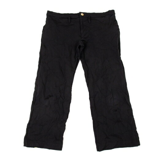 【中古】 ワイズY's ポリシワ加工逆さフラップポケットドロストストレートパンツ 黒2【レディース】 【中古】 ワイズY's ポリシワ加工逆さフラップポケットドロストストレートパンツ 黒2【レディース】