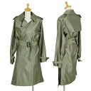 【中古】 ジャンポールゴルチエ クラシックJean Paul GAULTIER CLASSIQUE ナイロンベルト留めサイドスリット光沢トレンチコート カーキ4...