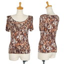 【中古】 ジャンポールゴルチエ ファムJean Paul GAULTIER FEMME マーブルプリントシースルーTシャツ 茶ライトグレー40【レディース】(4)