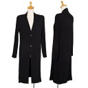 【中古】 イッセイミヤケISSEY MIYAKE ハッチングプリーツノーカラーコート 黒2【レディース】
