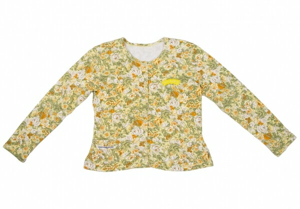 マドモアゼルノンノンMademoiselle NON NON コットン花柄バックコードスウェットカーディガン 黄他M位【中古】 【レディース】