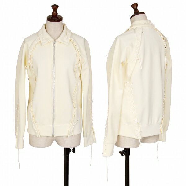 【中古】 コムデギャルソンCOMME des GARCONS グローブレースアップポリジップブルゾン クリームM位【レディース】