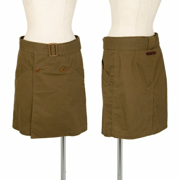 【中古】 ジャンポールゴルチエ ファムJean Paul GAULTIER FEMME ダブルコートデザインスカート カーキ40【レディース】