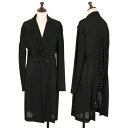 【中古】 ヨウジヤマモト ファムYohji Yamamoto FEMME バックレースアップデザインサマーウールコート 黒2【レディース】