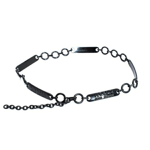 【中古】 ヴェルサーチ ジーンズクチュールVERSACE JEANS COUTURE メタルロゴプレートチェーンベルト 黒【レディース】 【中古】 ヴェルサーチ ジーンズクチュールVERSACE JEANS COUTURE メタルロゴプレートチェーンベルト 黒【レディース】