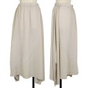 【中古】 イッセイミヤケISSEY MIYAKE 矢絣エンボスプリントプリーツスカート ライトグレー2【レディース】