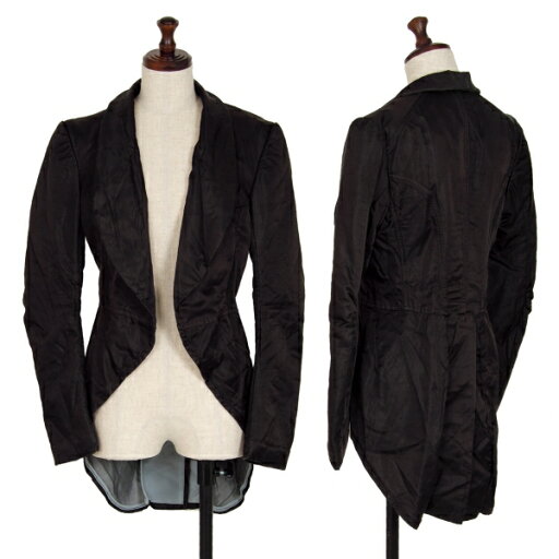 【中古】 コムデギャルソンCOMME des GARCONSポリシルク製品染めモーニングボタンレスジャケット 黒M【レディース】 【中古】 コムデギャルソンCOMME des GARCONSポリシルク製品染めモーニングボタンレスジャケット 黒M【レディース】