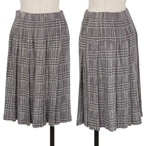 【中古】 プリーツプリーズPLEATS PLEASE グレンチェック転写プリントプリーツスカート グレーパープル5【レディース】 【中古】 プリーツプリーズPLEATS PLEASE グレンチェック転写プリントプリーツスカート グレーパープル5【レディース】