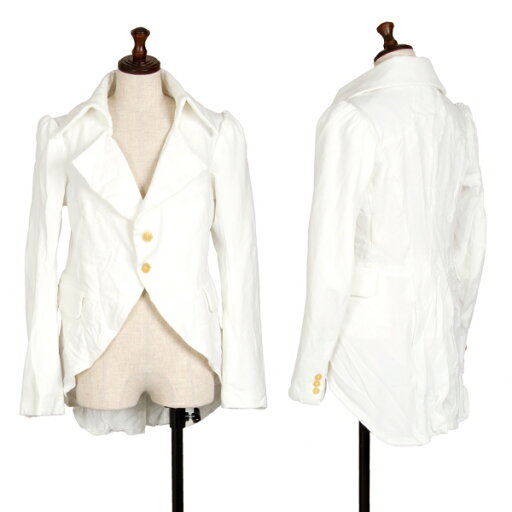 【中古】 コムデギャルソンCOMME des GARCONS 製品染めポリショート燕尾ジャケット 白S【レディース】 【中古】 コムデギャルソンCOMME des GARCONS 製品染めポリショート燕尾ジャケット 白S【レディース】