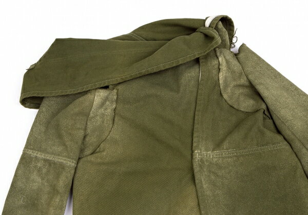 【中古】 コムデギャルソンCOMME des GARCONS グリッタープリントコットンスクエアデザインジャケット オリーブS位【レディース】