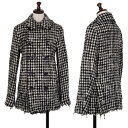 トリコ コムデギャルソンtricot COMME des GARCONS ウール縮絨ブロックチェックPコート 黒オフS【中古】 【レディース】