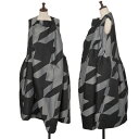 【中古】 コムデギャルソンCOMME des GARCONS ビッグハウンドトゥースノースリーブワンピース 黒グレーXS【レディース】