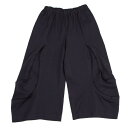 【中古】 コムデギャルソンCOMME des GARCONS ウールカットオフデザインワイドパンツ 紺XS【レディース】
