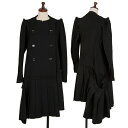 【中古】 ヨウジヤマモト ファムYohji Yamamoto FEMME メルトンウールプリーツ切替コート 黒1【レディース】