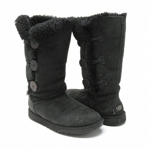 アグUGG W BAILEY BUTTON TRIPLET ムートンブーツ 黒24 