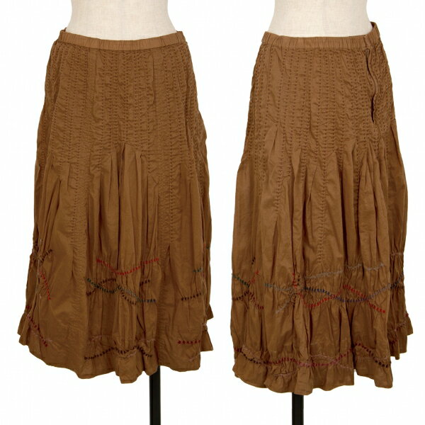 【中古】 イッセイミヤケ ハートISSEY MIYAKE HaaT 毛糸ステッチデザインスカート 茶3【レディース】