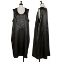 ブラックコムデギャルソンBLACK COMME des GARCONS メッセージプリント断ち切りデザインノースリーブワンピース 黒L【中古】 【レディース】