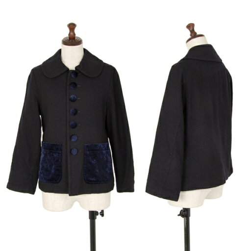 【中古】 トリココムデギャルソンtricot COMME des GARCONS ベロアポケットラウンドカラージャケット 濃紺S【レディース】 【中古】 トリココムデギャルソンtricot COMME des GARCONS ベロアポケットラウンドカラージャケット 濃紺S【レディース】