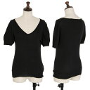 【中古】 ヨウジヤマモト ノアールYohji Yamamoto NOIR コットンシルクVネック半袖ニット 黒2【レディース】
