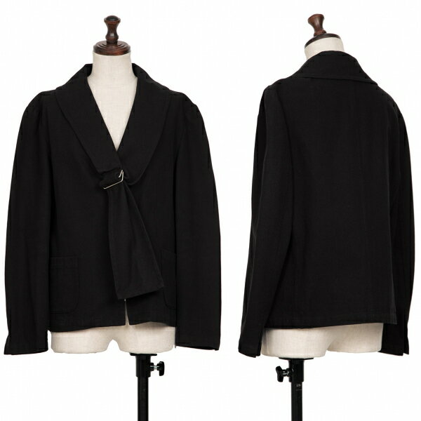 【中古】 ヨウジヤマモト ノアールYohji Yamamoto NOIR ベルテッドラペルコットンキャンバスジップジャケット 黒2【レディース】