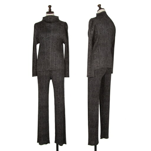 【中古】 プリーツプリーズPLEATS PLEASE パイソンプリントセットアップ チャコール3・4【レディース】 【中古】 プリーツプリーズPLEATS PLEASE パイソンプリントセットアップ チャコール3・4【レディース】
