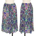 【中古】 イッセイミヤケ ミーISSEY MIYAKE me フラワープリントシースルースカート 青緑F【レディース】