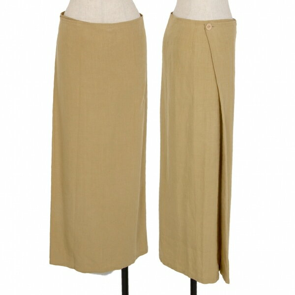 【中古】 ワイズY's リネンサイドスリットスカート ベージュ3【レディース】(4)