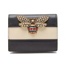 グッチGUCCI クイーンマーガレット 二つ折り財布 紺オフ【中古】 【レディース】